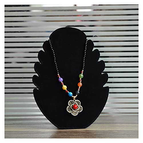 zlw-shop Jewelry Display Stand Velvet Covered MDF Wood with Cardboard Easel Necklace Display, Jewelry Stand Display Pendants Bracelets Chains Organizer Holder Jewelry Organizer Hold (Color : Black)