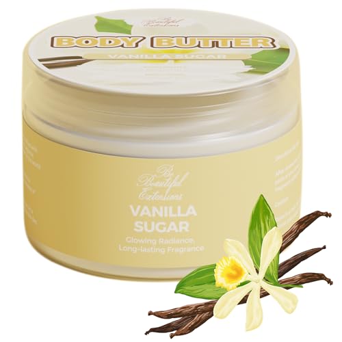 BE BEAUTIFUL EXTENSIONS body butter vanilla sugar scent long -lasting fragrance,hydrate skin jojoba oil and more 8oz