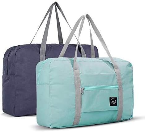 Foldable Travel Duffel Bag 20'' Lightweight Waterproof Travel Luggage Bag(Pack of 2)(Black+Blue)