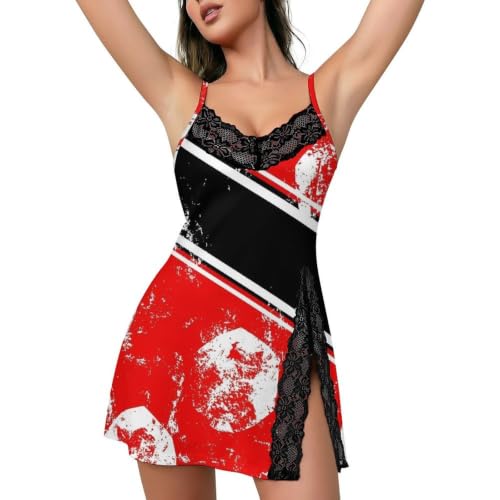 Supdreamc Women's Girl Relaxed Fit USA Flag Side Slits Sleep Dress