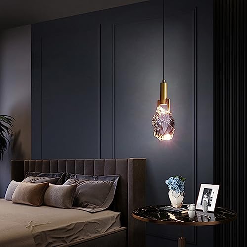 Lámpara colgante de cristal E14 con soporte de latón para iluminación decorativa 8