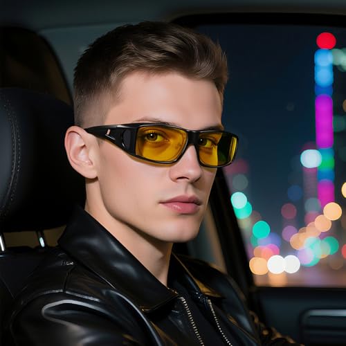 Wzerry Night Driving Glasses Polarized for Men Women (Night Vision Fit Over Glasses UV400 Protection for Driving)2