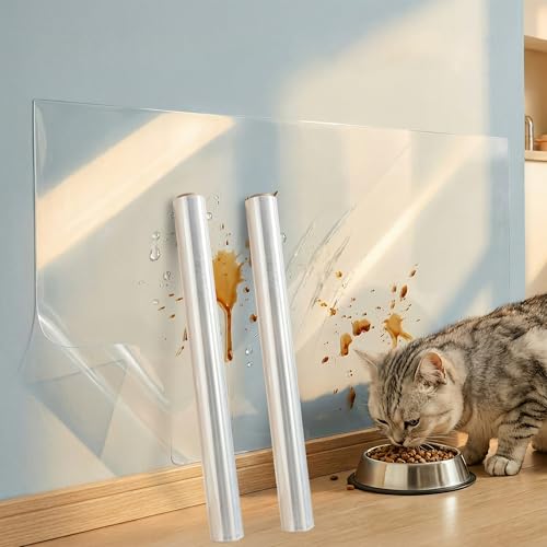 Yootiko 2 Pcs Wall Protector Clear Contact Paper Electrostatic Absorption Wall Protective Film Removable Walls Covering Oil Proof Waterproof Back Splash Protectors (Widen, 17.73INx788IN) by Yootiko - Used condition - US$12.74