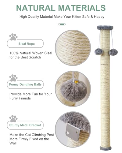 Rascador para gatos grande de pared de sisal 34 pulgadas miniatura 3