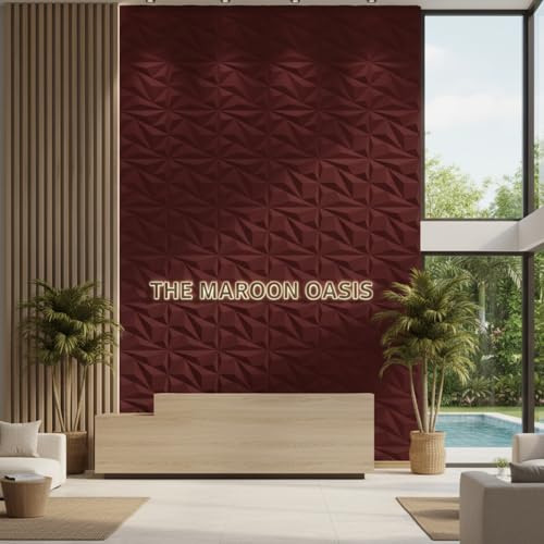Image of Kayra Decor 3D Wall Panel - USA Certified SGS Approved PVC Alps Design Ruby Rose Color 19.7 inch x 19.7 inch (Pack of 40) - Covers 107.80 Sq. Ft.
