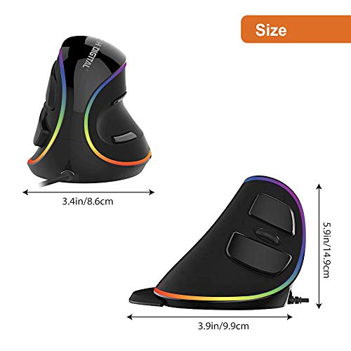 J-Tech Digital Ergonomic Mouse Wired - Rgb Vertical Gaming Mouse With 5 Adjustable Dpi Settings Up To 4000 Dpi, Computer Mouse For Carpal Tunnel, Removable Palm Rest And Thumb Buttons [V628R] #TOP5