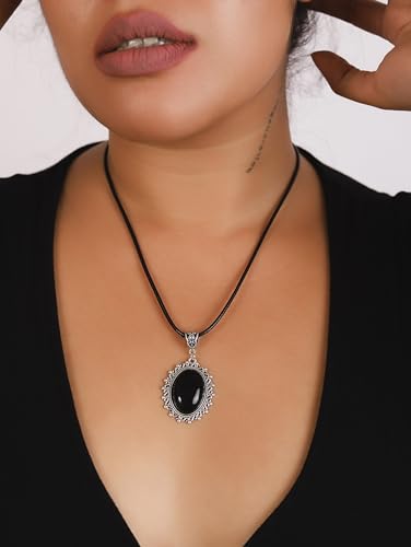 Sacina Gothic Black Teardrop Victorian Necklace, Gothic Goth Necklace, Black Goth Jewelry, Halloween Christmas Jewelry Gift for Women2