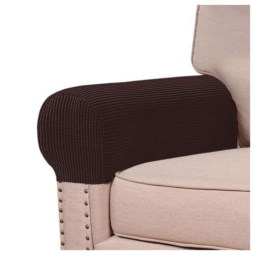 Turquoize Stretch Armrest Covers for Chairs and Sofas Couch Arm Covers for Sofa Spandex Jacquard Armrest Covers Anti-Slip Furniture Protector Washable Armchair Slipcovers for Recliner Set of 2, Brown