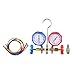 Mulcort AC Manifold Gauge Set, HVAC R134a R32 R22 R410A 3 Way Brass Automotive AC Gauges with Color Coded Hoses Adapter for Refrigerant Charging Recovery