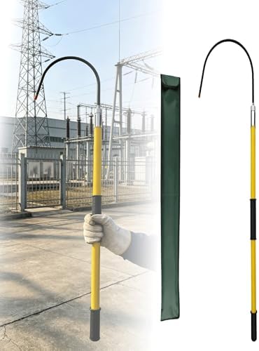 High Voltage Electrocution Rescue Hook, Portable Safety Tool, 300cm Removable Electrocution Rod for Electrical Work - Essential Green Lifesaving Device
