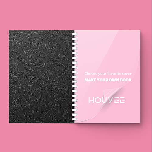 Houyee Binding Covers And Combs Set, Binding 8.5X11 Inches Paper, 50 Pcs Leather Texture Paper Binding Covers, 50 Pcs 8 Mil Clear Covers And 20 Pcs Assorted Combs #TOP4
