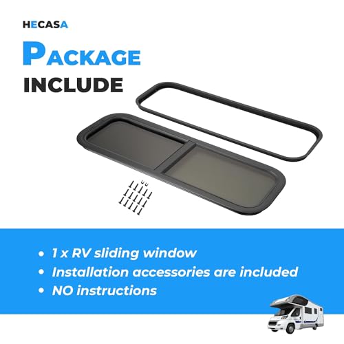 HECASA 12"W x 36"H RV Window Universal Vertical Sliding w/Screen & Trim Ring Teardrop Replacement Trailer Camper Window Powder Coated by HECASA - Image 8