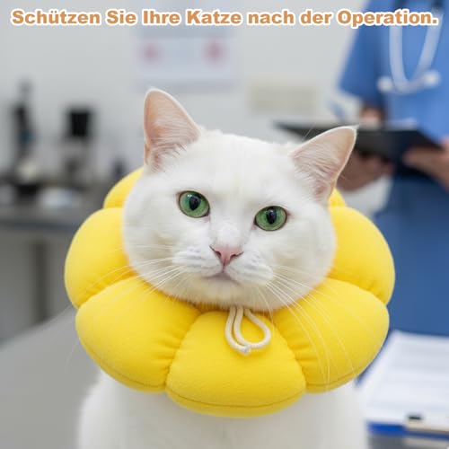 Katzen Halskrause, 2 Stück Gelb Und Grau, Weiches Und Atmungsaktives Material, Für Katzen Und Kleine Hunde, 22 X 23 cm 