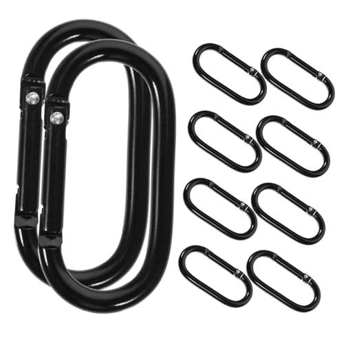 NUOLUX 10個 登山用軽量スプリングフック 高耐久属バックパックバックル 小型カラビナ形状 鍵収納対応ホームフックアウトドア用品