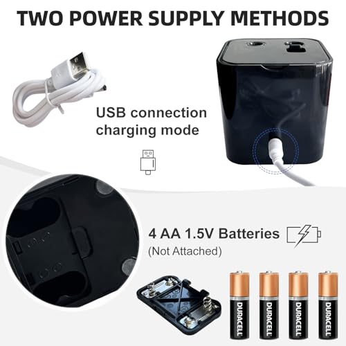 ARPDJK Electric Pencil Sharpener Elektrischer Anspitzer mit Behälter, USB Batteria Doppelloch Tragbar Elektronisch Automatisch Elektrisch Spitzer Bleistiftspitzer für Kinder und Erwachsene, Schwarz