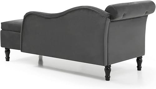 Miniatura 14 de Polibi Tumbona pequeña de 58 pulgadas con cabeza de clavos, moderna tumbona de terciopelo copetuda para sala de estar u oficina, sofá de descanso /
