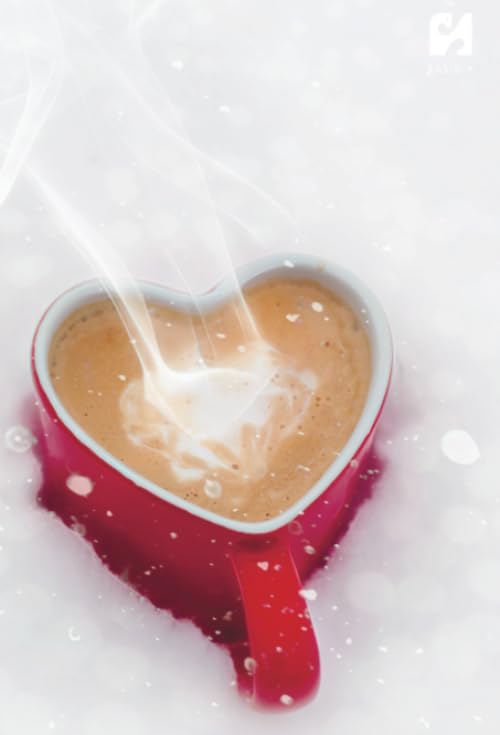 BASIDIA: Heart Shaped Coffee Mug in Snow Notebook 64 Graph Pages: 160 x 235 mm