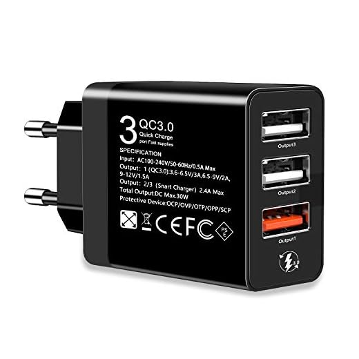 ONELY QC3.0 USB Cargador rápido Cargador Movil Universal Adaptador, 30W 3Port QC3.02.0 Smart Cargo sólido Desmontables en Lote schnellladeger para SamsungiPhoneiPad Huawei Google