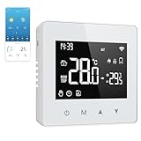 Termostato caldera de gas termostático, termostático, caldera de gas a pila o USB, termostatos conectados WiFi, compatible con Alexa y Google Home,voz y mando a distancia, pantalla LED táctil