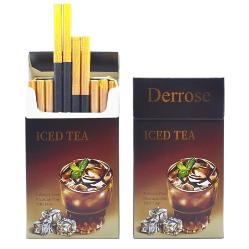 Derrose Iced Tea Herbal Sticks Herbal Cigarettes Nicotine Free and Tobacco Free Help Stop Smoking Better Effect When Used with Nicotine Patches Smoking Cessation Products 2packs-40 Sticks