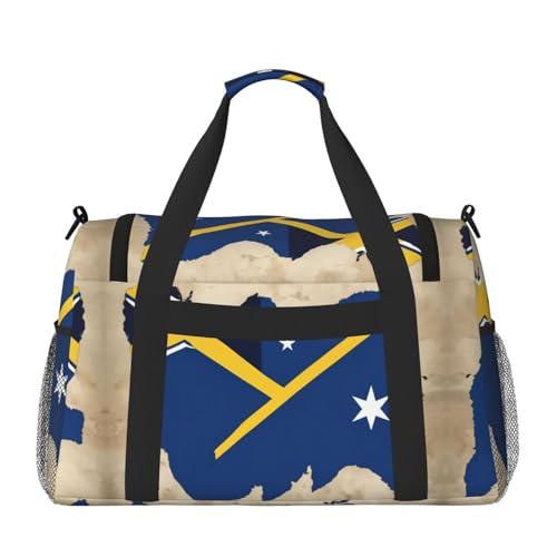 Solomon Islands flag map01 print Travel Duffle Bag Gym Bag for Women,Puffer Tote Bag,Weekender Overnight Bag Organizer2