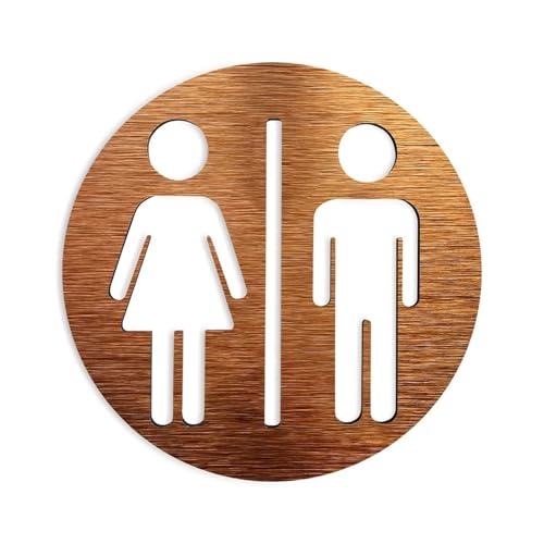 Cartel Aseos Letreros personalizados for baño de todos los géneros, letrero for puerta de inodoro, placas de baño, tablero de aluminio compuesto for WC, dorado y plateado Cartel BañO(Gold,14x14cm)