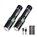 Produktbild iTonics LED Taschenlampe Hoch Hell, Kleine Taschenlampe USB Aufladbar, Starke Legierung SOS Mini Taschenlampen LED Wasserdicht für Kinder Erwachsene für Outdoor Camping (mit 18650 Akku) (2 Stück)