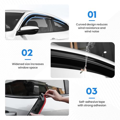 Image of Grand Cherokee L Rain Guards - Window Visors for Jeep Grand Cherokee L 2021-2025 2026, Out-Channel Side Window Rain Guards for Grand Cherokee L Accessories, 4PCS, Black