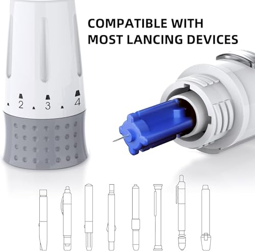 Image of MCP Lancing Device Pen 5 Depth Settings Pain-free with Round Lancets (Pack of 500 Lancets (Only Lancets))