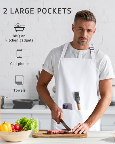 Image of Syntus Chef Apron for Men Women Kitchen Cooking Apron with Pockets, Adjustable Bib Aprons Stain Resistant