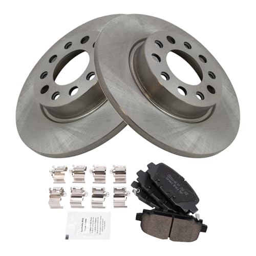 Image of TRQ Rear Brake Pad and Rotor Set Ceramic Compatible with 2018-2022 Jeep Compass