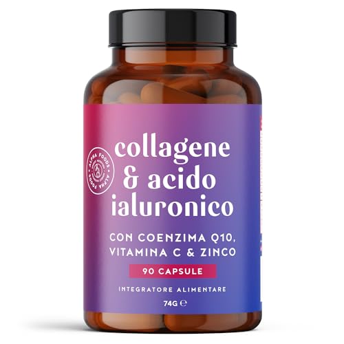 Alpha Foods Integratore Collagene Marino e Acido Ialuronico, 90 Capsule