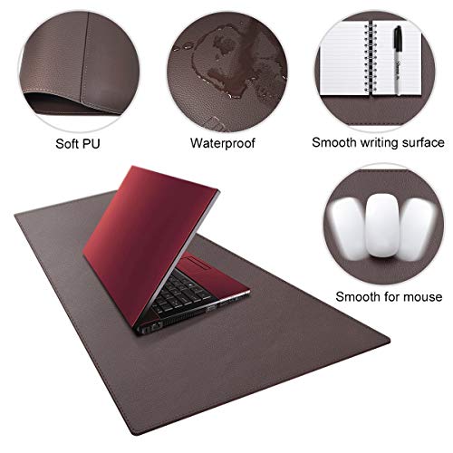 Cacoy Large Mouse Pad For Desk, Dual-Side Pu Leather Desk Pad, 39.4"X15.7" Computer Desk Protector Mat For Keyboard And Mouse, Extended Desk Blotter Pad (Dark Brown) #TOP2