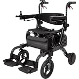 4 in 1 Intelligent Electric Wheelchair,Rollator Walker with Seat, Lightweight Foldable Transport Wheelchair Combo,Detachable Footrests, 10" Wheels for Seniors Adults (1*Battery)