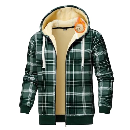 Clufar Holzfällerjacke Herren Kariert Kapuzenpullover Herren mit...