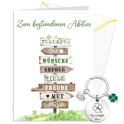 GluckGeschenk Karte Abitur 2026 Glückwunschkarte Abitur mit Umschlag Abi Karte zum Bestandenen für Mädchen und Junge mit Spruch 13X18cm