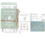 faire part mariage champetre Entièrement personnalisable Chaque set comprend 1 carte Passeport + 1 carte Carte d’embarquement + 1 enveloppe. À remplir avec les prénoms des mariés, la date, le lieu et les détails du mariage.