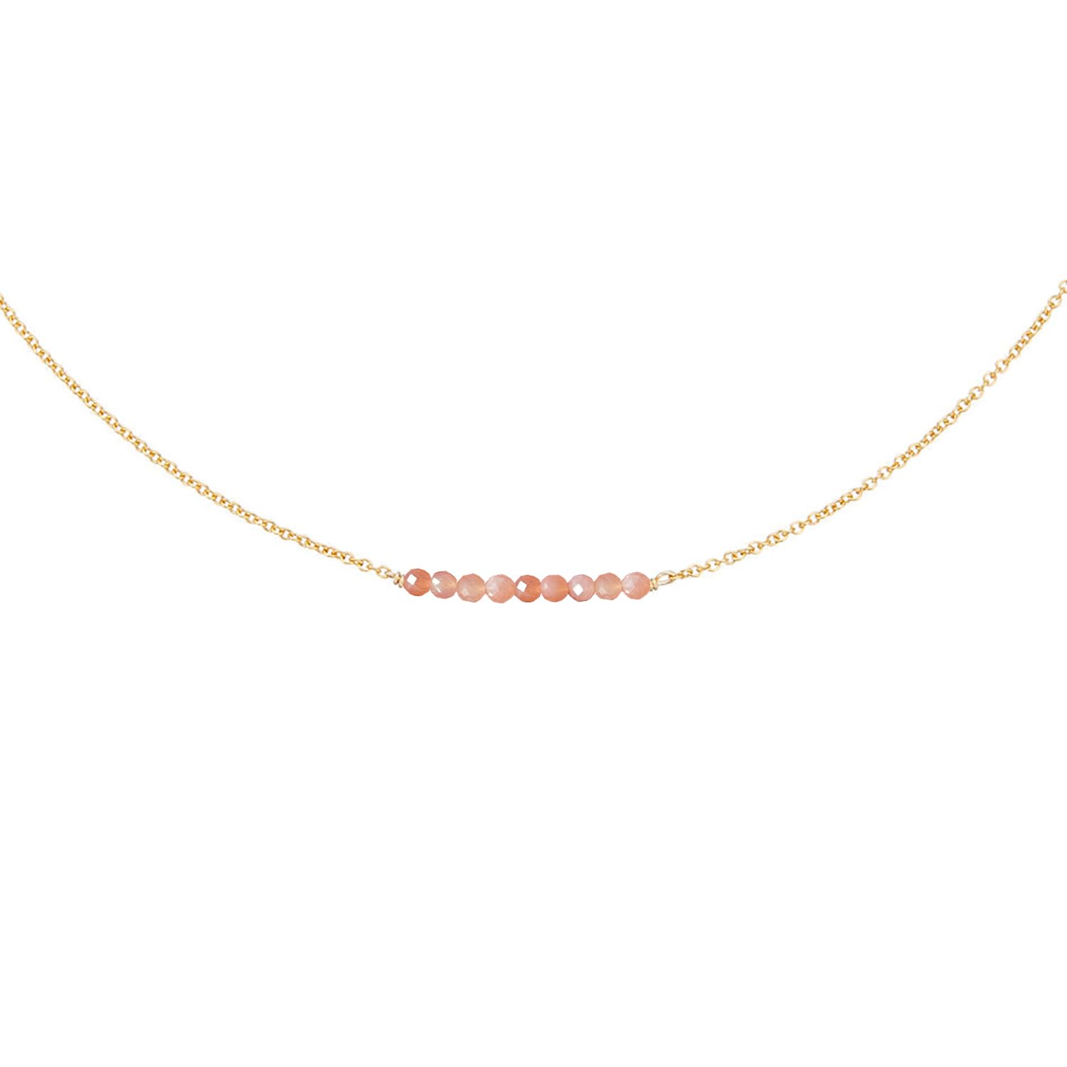 Dainty Birthstone Beaded Bar Necklace,18K Gold Plated Handmade Faceted Turquoise,Lapis,Amazonite,Tiger Eye,Emerald,Ruby,Blue Apatite,Opal Stone Necklaces for Women