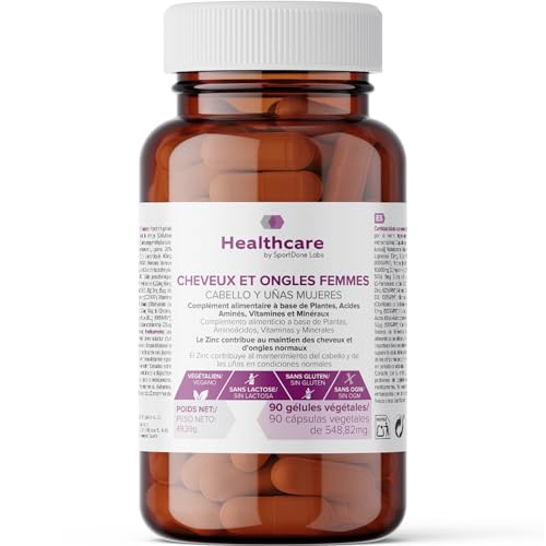 Suplemento Cabello y Uñas Mujer | Con Biotina, Zinc, Cistina y Vitaminas Esenciales | 90 Cápsulas Veganas | Sin Gluten ni Lactosa