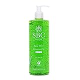 SBC Skincare Aloe Vera Moisturising Gel 500ml Lightweight Aloe Vera Cooling Gel for Face and Body Moisturiser for Dry, Damaged and Sunburn Skin, Aloe Vera Aftersun Gel