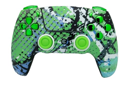 Image of Custom Controllerzz Custom Wireless Controller Compatible with PS5 - Multiple Designs Available (Swamp Fade & Green Chrome)