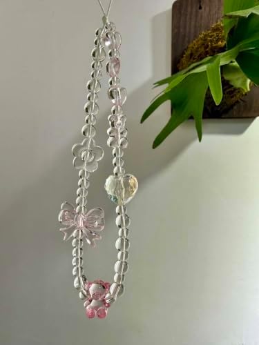 YohokGo Beaded Phone Charm Lanyard Bracelet Crystal Beads Digital Camera Wrist Strap Cute Aesthetic Beaded Phone Chain String Accessory for iPhone 17 Pro Max 16 15 Samsung Pixel Women Daughter Sister Butterfly Bear - 2