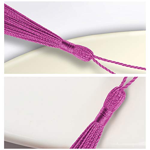 Image of VAPKER 100 Pieces Dark Pink Tassels 13cm /5-Inch Silky Handmade Soft Tassels Floss Bookmark Tassels with 2-Inch Cord Loop for Jewelry Making, DIY Projects, Bookmarks