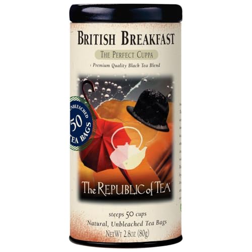 The Republic of Tea - British Breakfast Tea 2.8 oz Tin, 50 Tea Bags, Gourmet Black Tea | Caffeinated