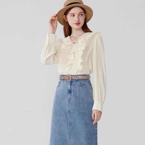 Image of Women's Fashion Classic Metal Buckle Leather Belt with Jeans Dress