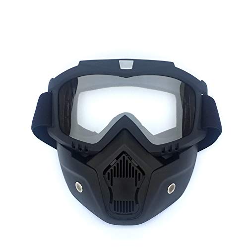 HAO Motorcycle Goggle Mask, Windproof Anti-Fog Protective Detachable Adjustable Tactical Glasses for for Cycling,Skiing,Paintball,Riding,Snowmobile Outdoor Winter (Black with Clear Lens)