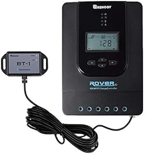 Renogy Rover Li 40 A 12 V/24 V DC wejście MPPT solarny regulator ładowania z Bluetooth i ekranem LCD i wieloma wyświetlaczami LED, czarny