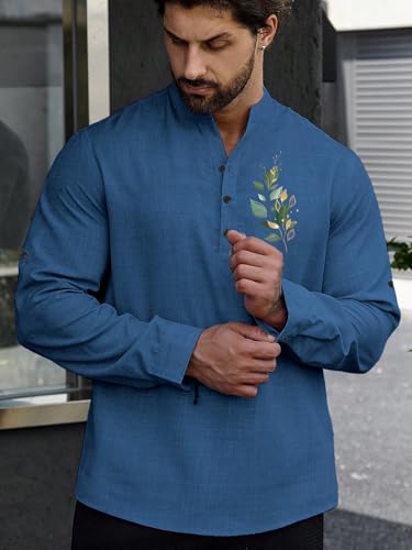 Image of TOPLOT Men's Kurta Shirt |Premium Linen Printed | Stylish Ethnic Wear | Comfortable Fit Design | Clean Look Structure | Versatile Styling | Ideal for Casual, Festive, Party (5265)