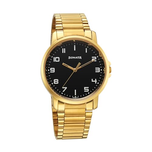 Sonata Traditional Essentials Quartz Analog Black Dial Stainless Steel Strap Watch for Men-77083YM07 (B0CY4T8QFT) Amazon Price History, Amazon Price Tracker