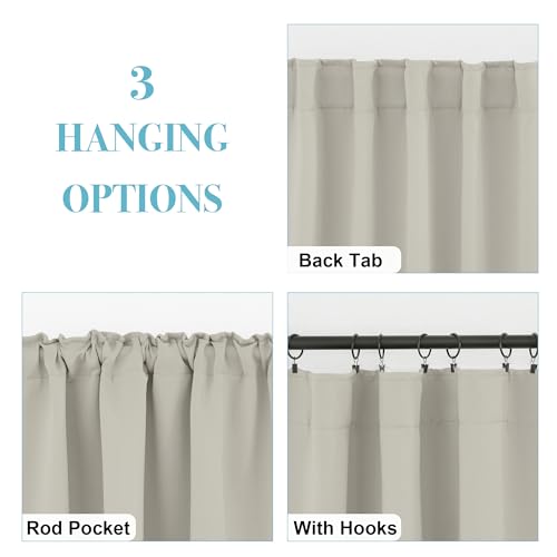 Image of RYB HOME Small Window Curtains Blackout, Privacy Thermal Insulating Drapes for Bedroom Bathroom Basement Cafe Classroom Window Decor, W 34 x L 45 inches, Black, 2 Panels